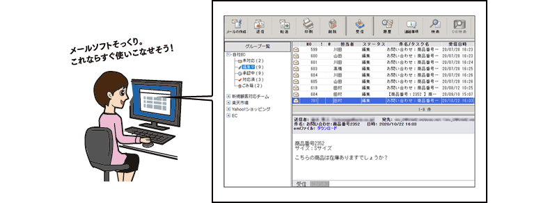 メールソフトそっくりで使いやすい