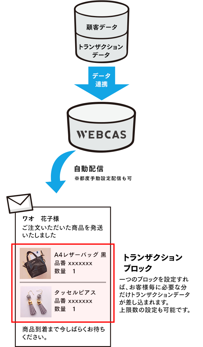 トランザクションデータ差し込みメール配信