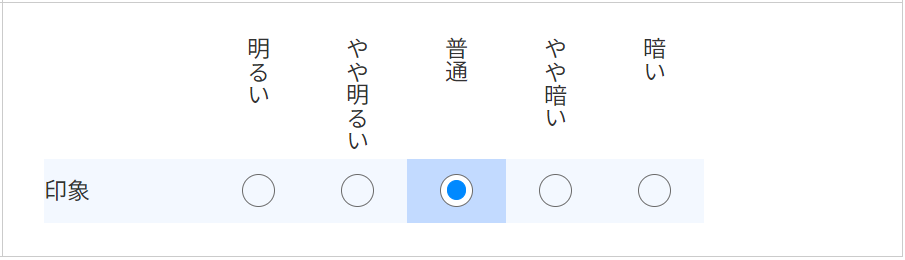 単一回答（シングルアンサー）のマトリクス型アンケート