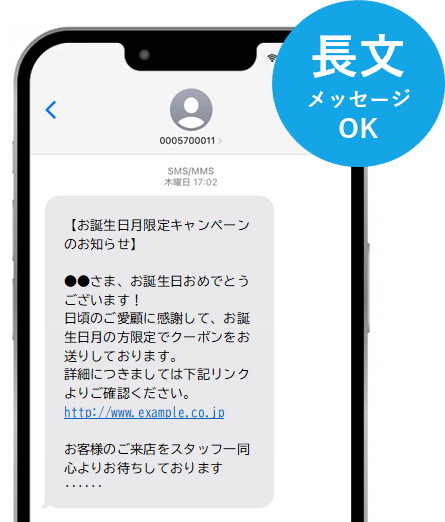 長文SMSメッセージOK