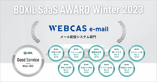 BOXIL SaaS AWARD Winter 2023でのWEBCAS e-mail受賞一覧