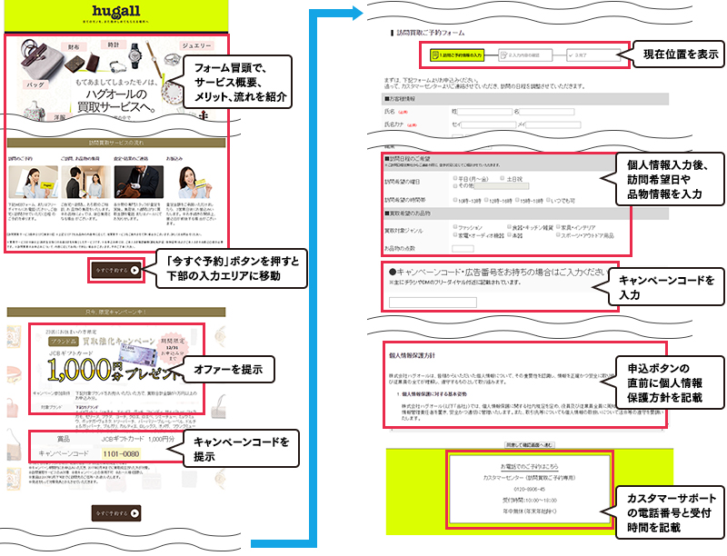 ハグオール様がWEBCASを使って作成した申込フォーム