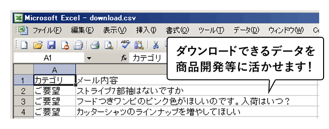 ダウンロードできるデータを商品開発等に活かせます！