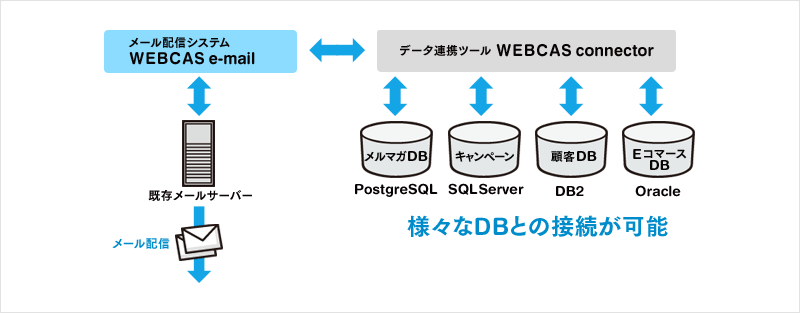 データベースの種類を選ばず、スピーディに連携可能